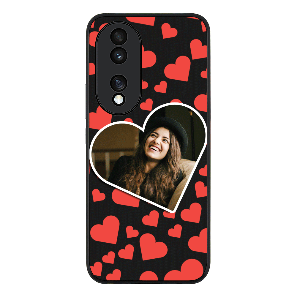 Honor 70 / Rugged Black Phone Case Custom Photo Heart shaped, Phone Case - Honor - Stylizedd