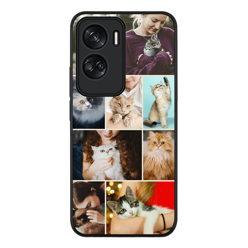 Honor 90 Lite 5G / Honor X50i 5G / Rugged Black Personalised Photo Collage Grid Pet Cat, Phone Case - Honor - Stylizedd.com