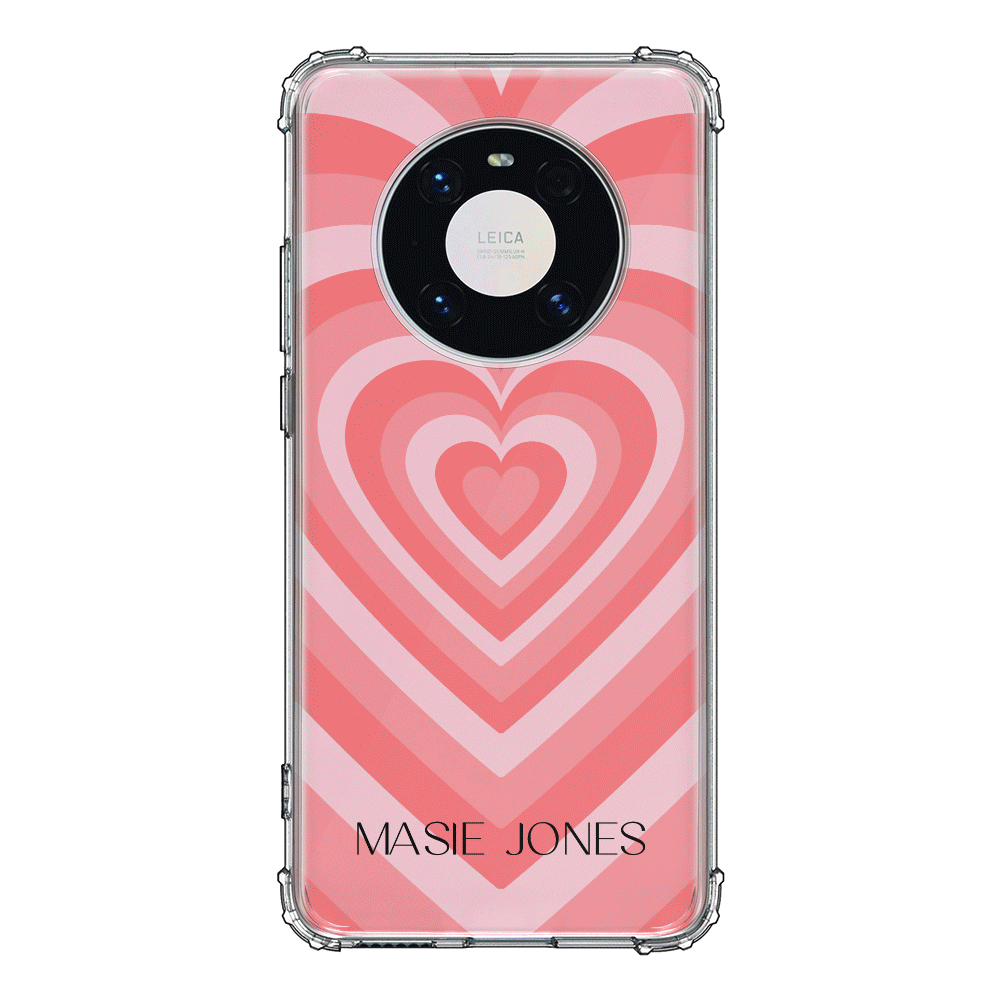 Huawei Mate 40 Pro / Clear Classic Phone Case Personalized Name Retro Hearts, Phone Case - Huawei - Stylizedd
