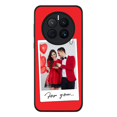 Huawei Mate 50 / Rugged Black Personalized Polaroid Photo Valentine, Phone Case - Huawei - Stylizedd.com
