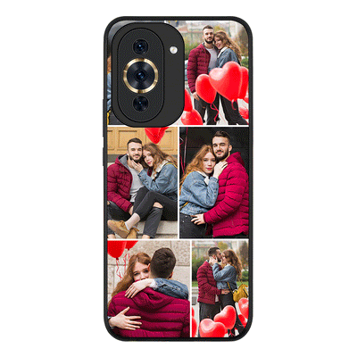 Huawei Nova 10 Pro / Rugged Black Personalised Valentine Photo Collage Grid, Phone Case - Huawei - Stylizedd.com