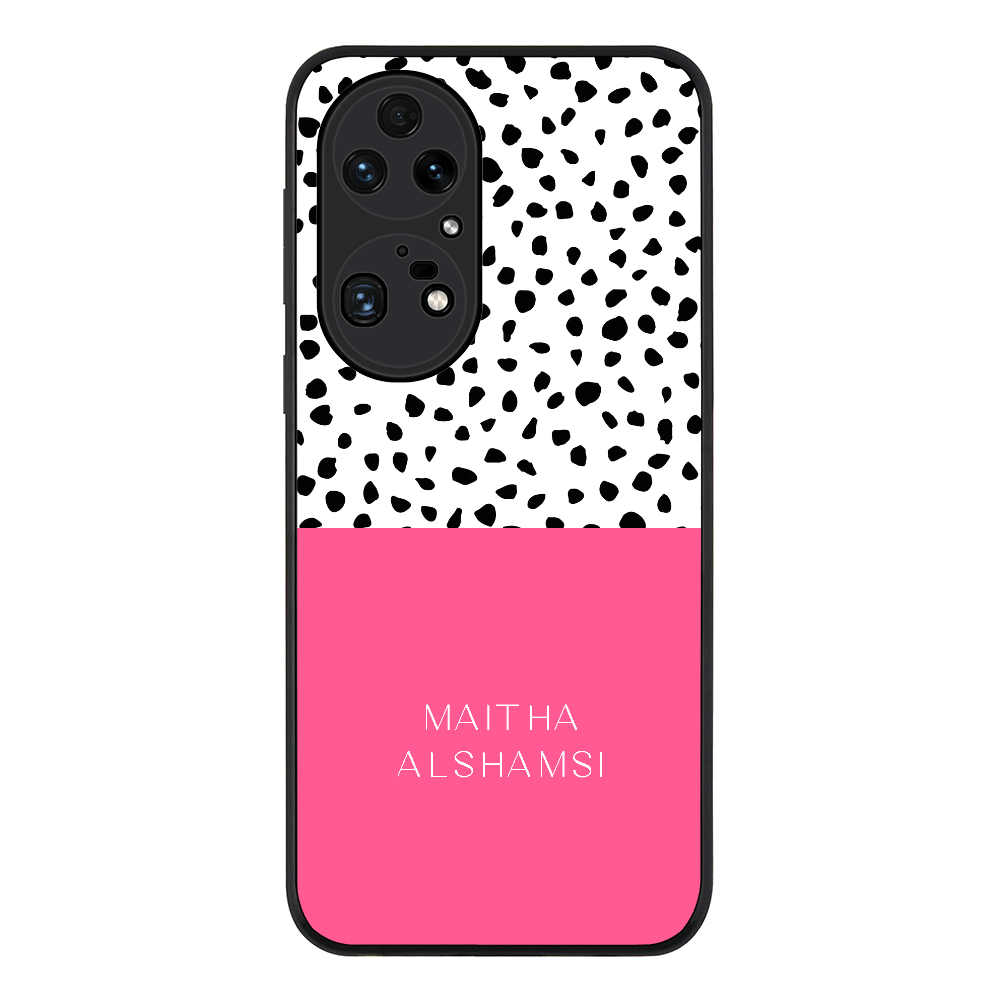 Huawei P50 Pro / Rugged Black Personalized Text Colorful Spotted Dotted, Phone Case - Huawei - Stylizedd.com