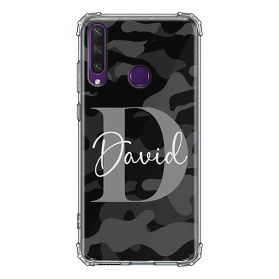 Huawei Y6P / Clear Classic Phone Case Personalized Name Camouflage Military Camo Phone Case - Huawei - Stylizedd