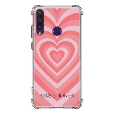 Huawei Y6P / Clear Classic Phone Case Personalized Name Retro Hearts, Phone Case - Huawei - Stylizedd