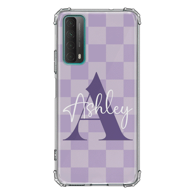 Huawei Y7A / P Smart 2021 / Clear Classic Personalized Name Initial Monogram Checkerboard, Phone Case - Huawei - Stylizedd.com