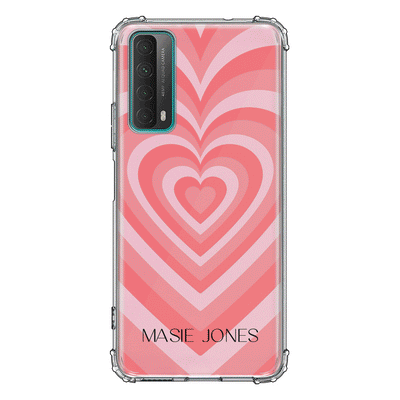 Huawei Y7A / P Smart 2021 / Clear Classic Phone Case Personalized Name Retro Hearts, Phone Case - Huawei - Stylizedd