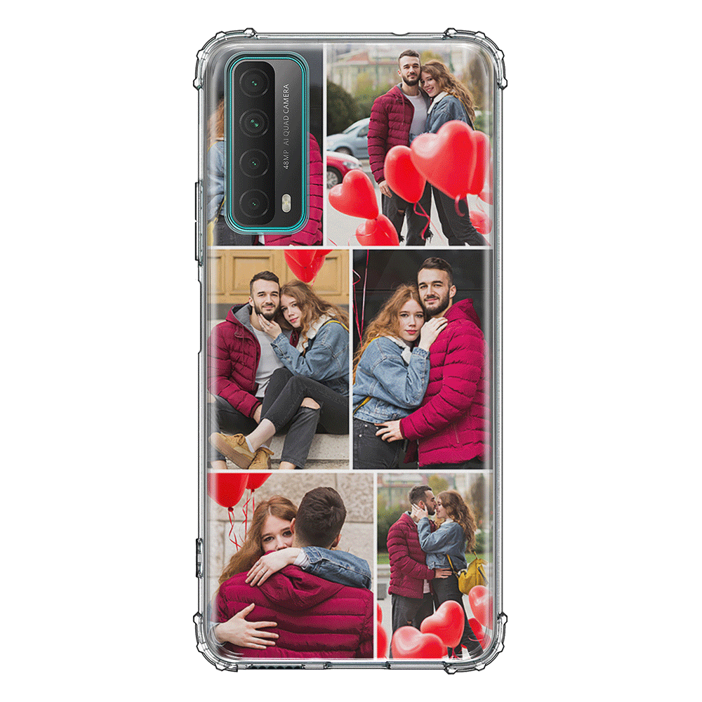 Huawei Y7A / P Smart 2021 / Clear Classic Personalised Valentine Photo Collage Grid, Phone Case - Huawei - Stylizedd.com