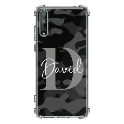 Huawei Y8P / Clear Classic Phone Case Personalized Name Camouflage Military Camo Phone Case - Huawei - Stylizedd