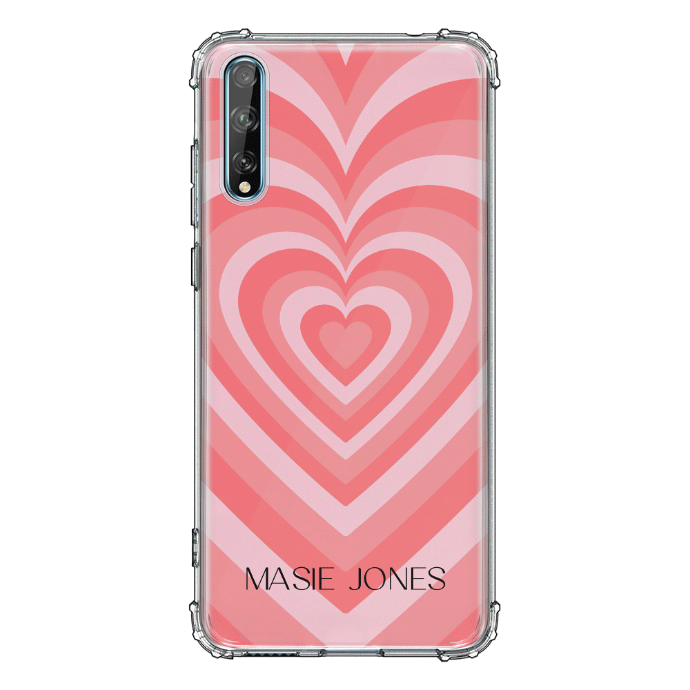 Huawei Y8P / Clear Classic Phone Case Personalized Name Retro Hearts, Phone Case - Huawei - Stylizedd