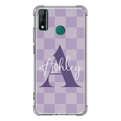 Huawei Y8S / Clear Classic Personalized Name Initial Monogram Checkerboard, Phone Case - Huawei - Stylizedd.com