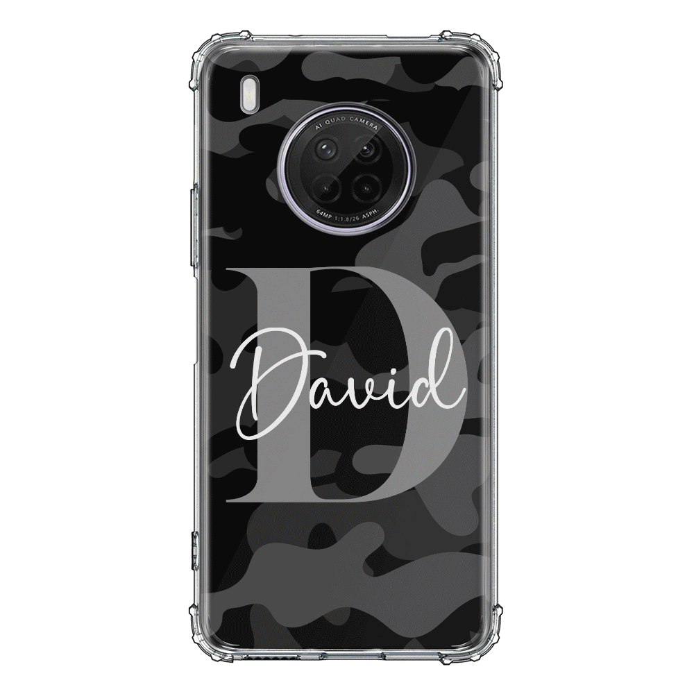 Huawei Y9A / Clear Classic Phone Case Personalized Name Camouflage Military Camo Phone Case - Huawei - Stylizedd