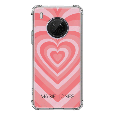 Huawei Y9A / Clear Classic Phone Case Personalized Name Retro Hearts, Phone Case - Huawei - Stylizedd