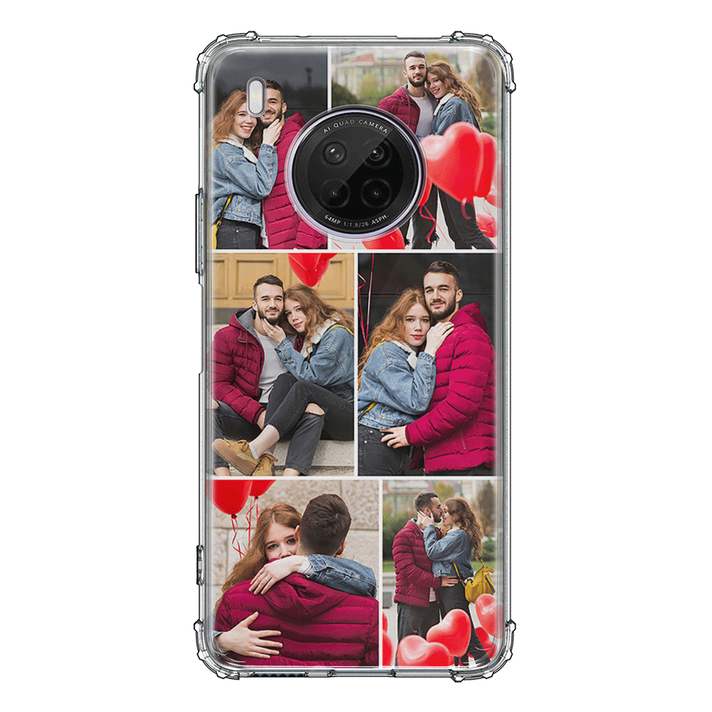 Huawei Y9A / Clear Classic Personalised Valentine Photo Collage Grid, Phone Case - Huawei - Stylizedd.com