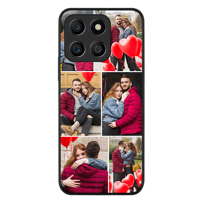 Honor X6a / Rugged Black Personalised Valentine Photo Collage Grid, Phone Case - Honor - Stylizedd.com