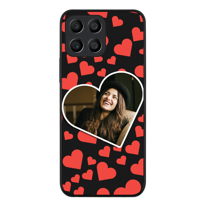 Honor X8 5G / Rugged Black Phone Case Custom Photo Heart shaped, Phone Case - Honor - Stylizedd