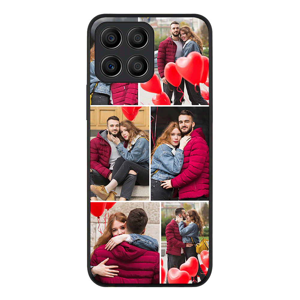 Honor X8 5G / Rugged Black Personalised Valentine Photo Collage Grid, Phone Case - Honor - Stylizedd.com