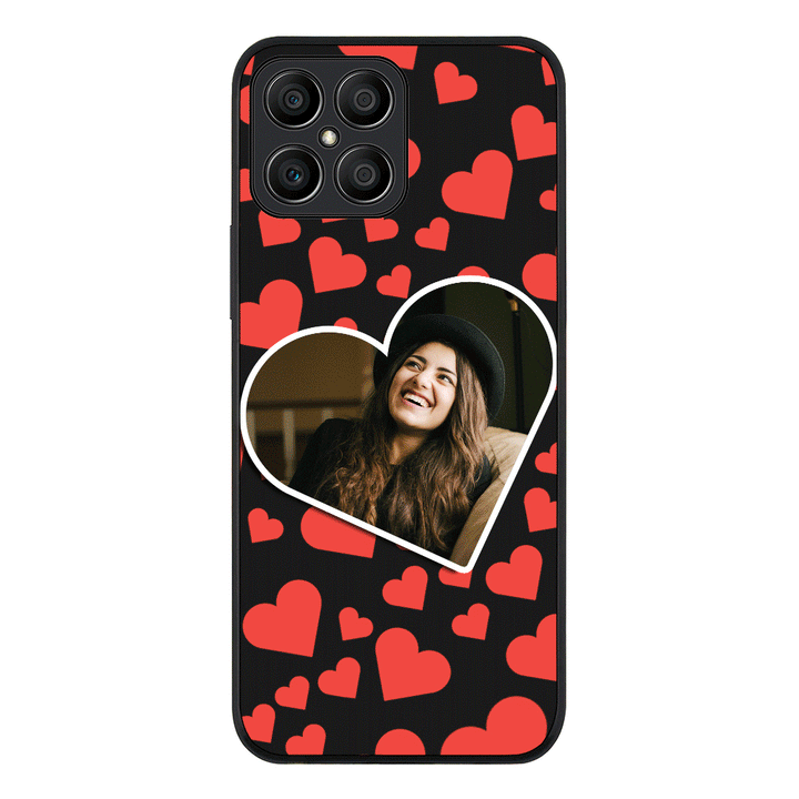 Honor X8 / Rugged Black Phone Case Custom Photo Heart shaped, Phone Case - Honor - Stylizedd