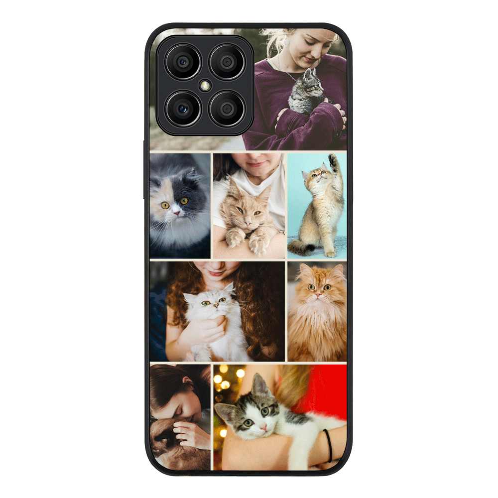 Honor X8 / Rugged Black Personalised Photo Collage Grid Pet Cat, Phone Case - Honor - Stylizedd.com