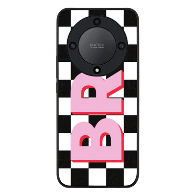 Custom Monogram Initial Checkerboard Phone Case - Honor - X9a 5G / Rugged Black - Stylizedd