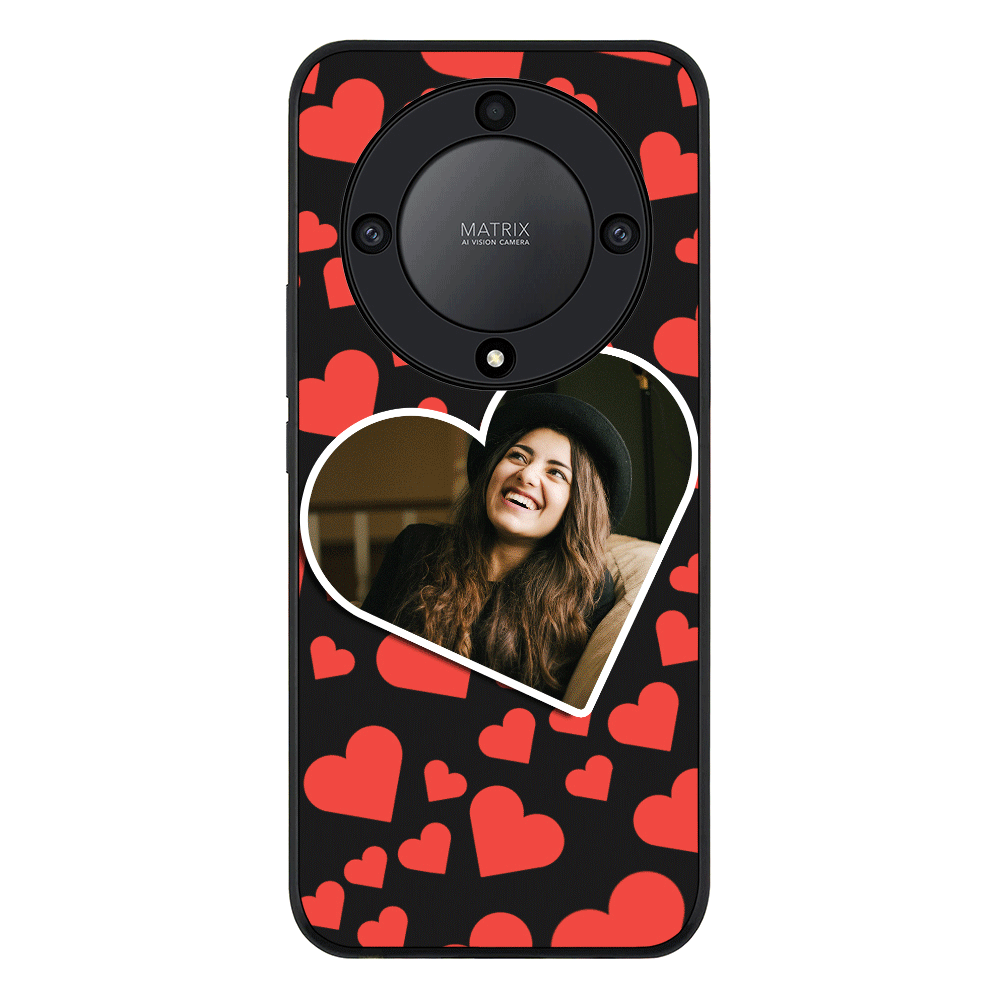 Custom Photo Heart shaped Phone Case - Honor - X9a 5G / Rugged Black - Stylizedd