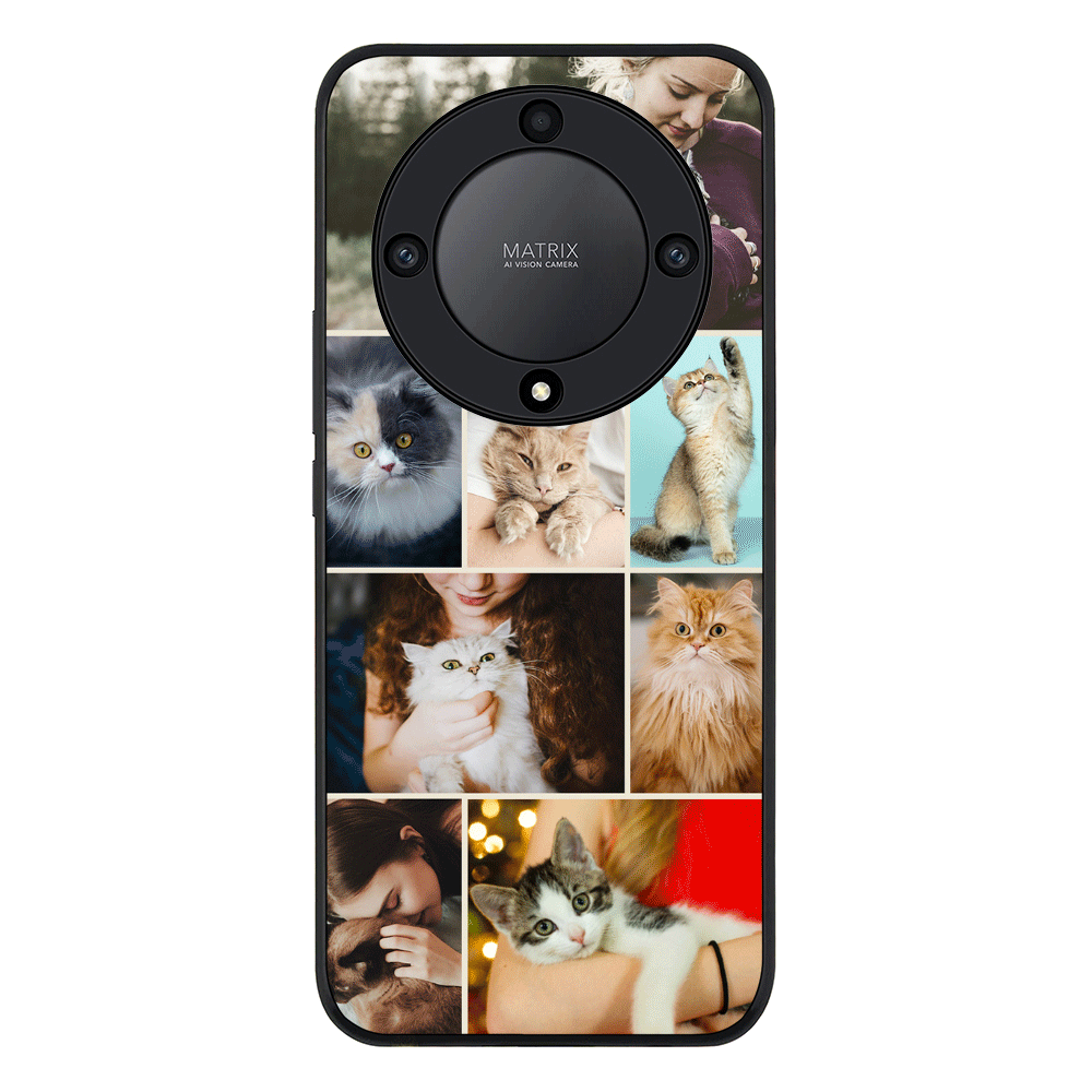 Honor X9a 5G / Rugged Black Personalised Photo Collage Grid Pet Cat, Phone Case - Honor - Stylizedd.com