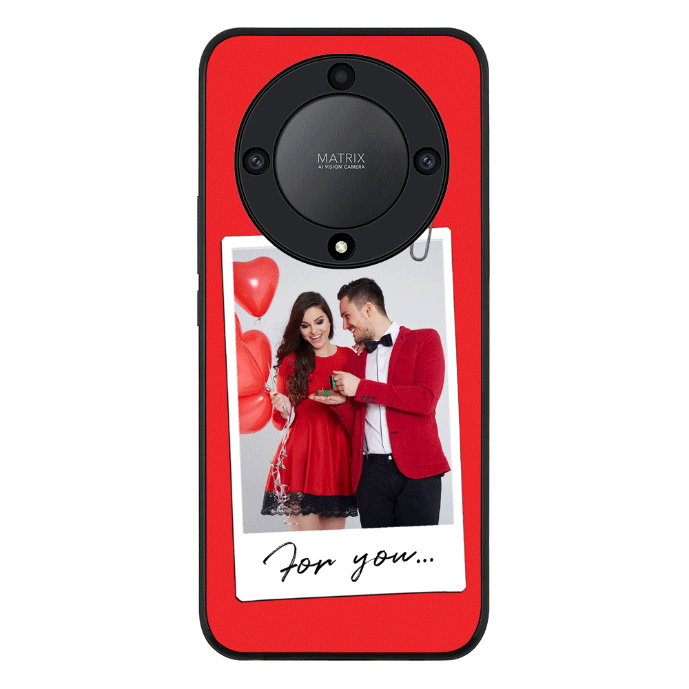 Honor X9a 5G / Rugged Black Personalized Polaroid Photo Valentine, Phone Case - Honor - Stylizedd.com