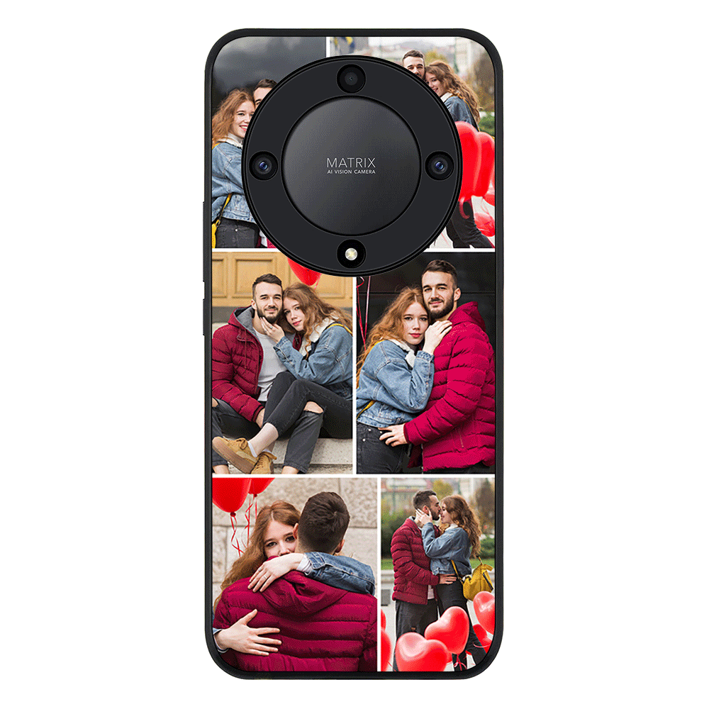 Honor X9a 5G / Rugged Black Personalised Valentine Photo Collage Grid, Phone Case - Honor - Stylizedd.com