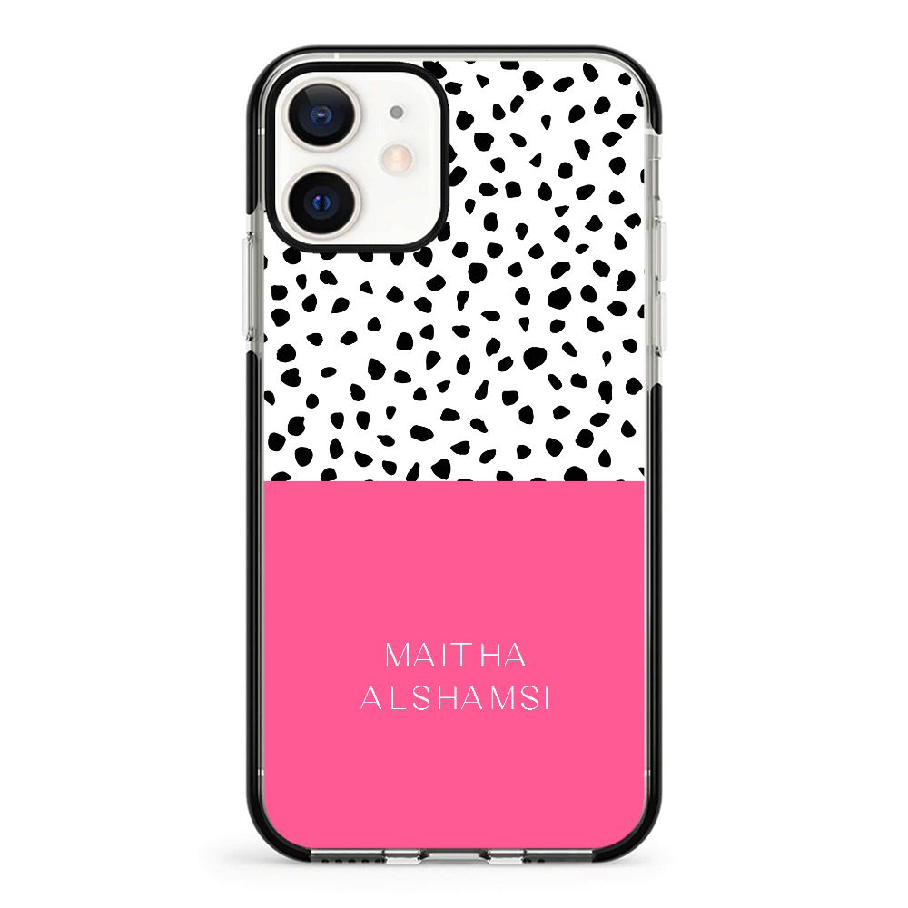 Apple iPhone 12 Mini / Impact Pro Black Phone Case Personalized Text Colorful Spotted Dotted, Phone Case - Stylizedd.com