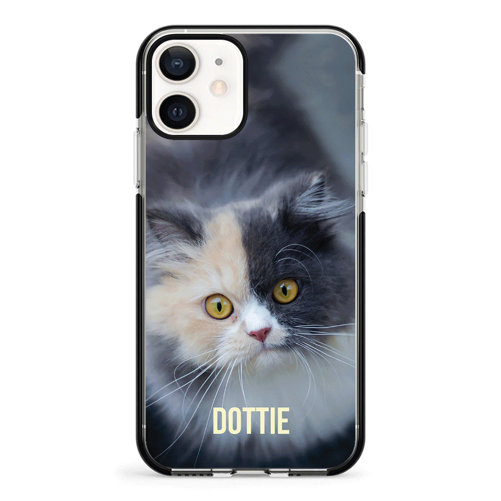 Apple iPhone 12 Mini / Impact Pro Black Personalized Pet Cat, Phone Case - Stylizedd.com