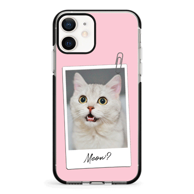Apple iPhone 12 Mini / Impact Pro Black Polaroid Photo Pet Cat, Phone Case - Stylizedd.com
