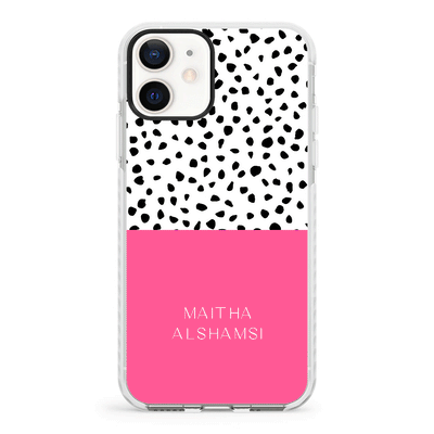 Apple iPhone 12 Mini / Impact Pro White Phone Case Personalized Text Colorful Spotted Dotted, Phone Case - Stylizedd.com