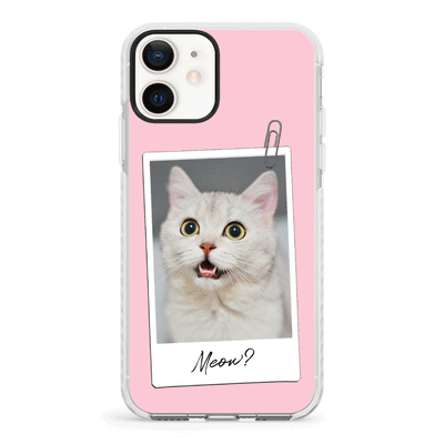 Apple iPhone 12 Mini / Impact Pro White Polaroid Photo Pet Cat, Phone Case - Stylizedd.com
