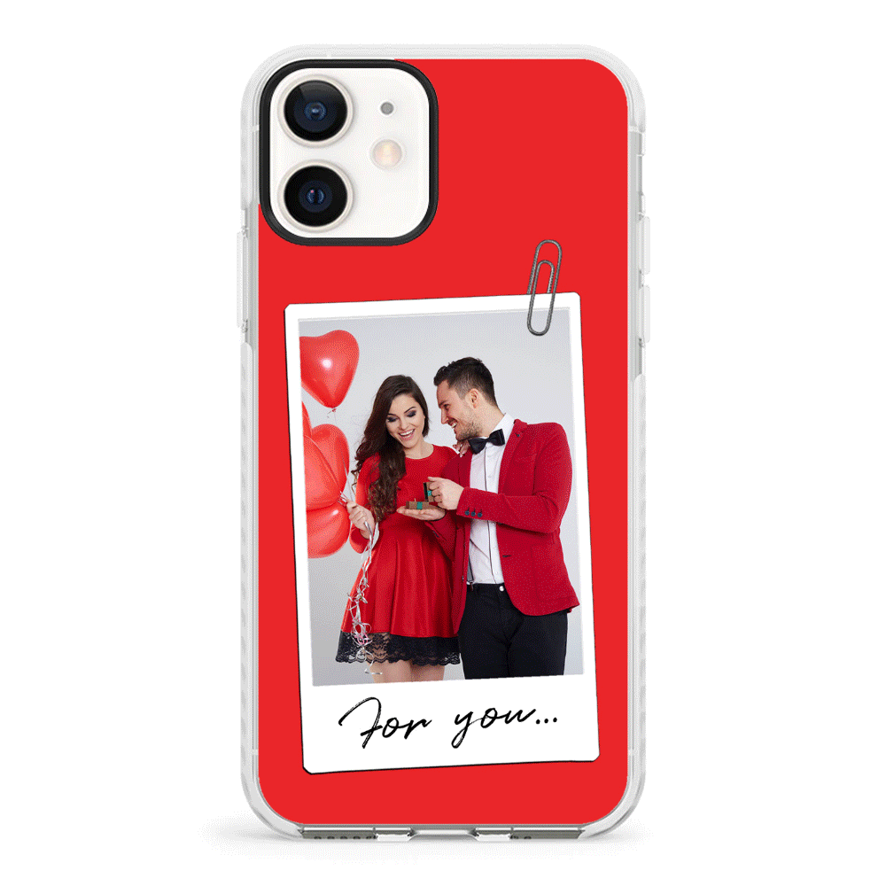 Apple iPhone 12 Mini / Impact Pro White Personalized Polaroid Photo Valentine, Phone Case - Stylizedd.com