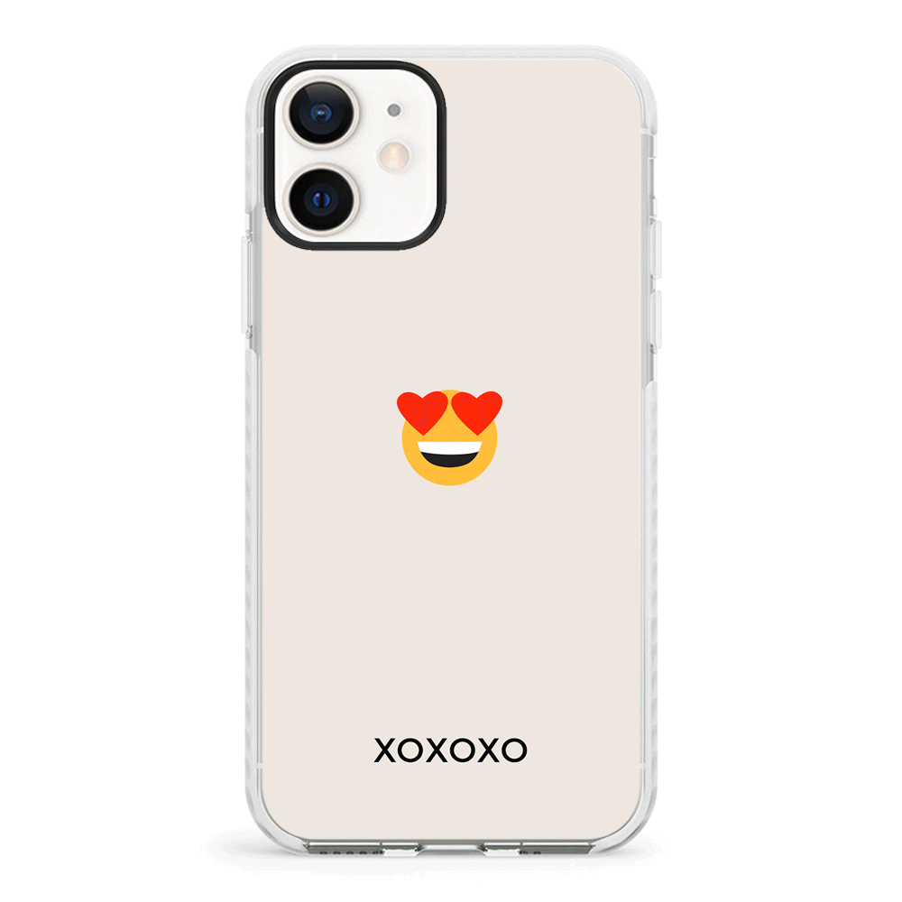 Apple iPhone 12 Mini / Impact Pro White Phone Case Custom Text Emojis Emoticons, Phone Case - Stylizedd