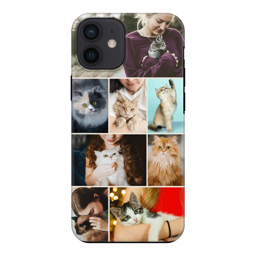 Apple iPhone 12 Mini / Tough Pro Phone Case Personalised Photo Collage Grid Pet Cat, Phone Case - Stylizedd