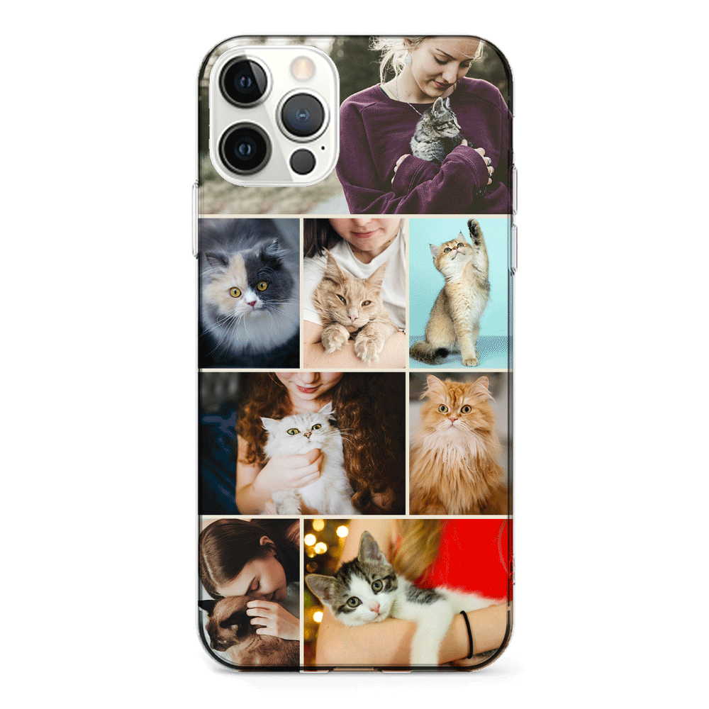 Apple iPhone 12 | 12 Pro / Clear Classic Phone Case Personalised Photo Collage Grid Pet Cat, Phone Case - Stylizedd