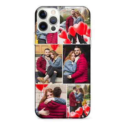 Apple iPhone 12 | 12 Pro / Clear Classic Personalised Valentine Photo Collage Grid, Phone Case - Stylizedd.com
