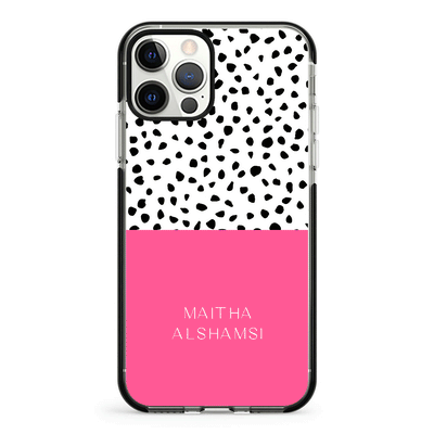Apple iPhone 12 | 12 Pro / Impact Pro Black Phone Case Personalized Text Colorful Spotted Dotted, Phone Case - Stylizedd.com