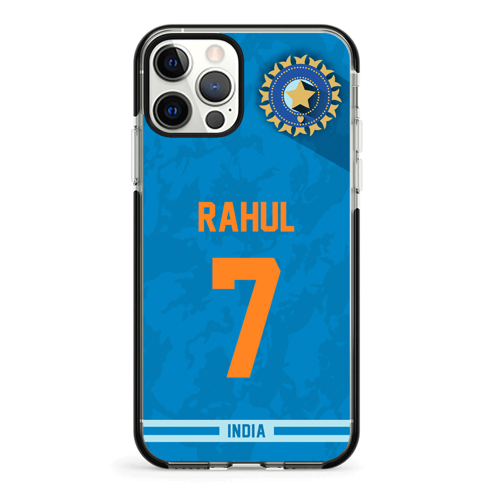 Apple iPhone 12 | 12 Pro / Impact Pro Black Personalized Cricket Jersey Phone Case Custom Name & Number - Stylizedd.com