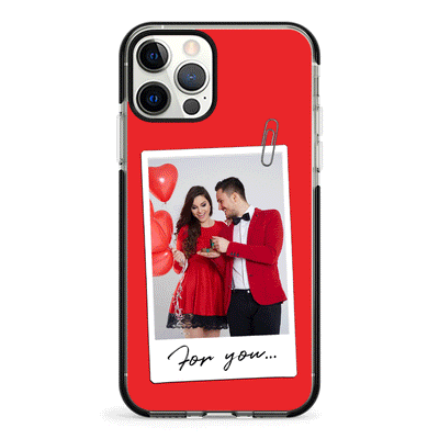 Apple iPhone 12 | 12 Pro / Impact Pro Black Personalized Polaroid Photo Valentine, Phone Case - Stylizedd.com