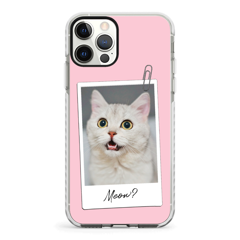 Apple iPhone 12 | 12 Pro / Impact Pro White Polaroid Photo Pet Cat, Phone Case - Stylizedd.com