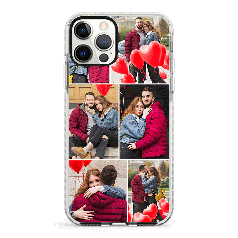Apple iPhone 12 | 12 Pro / Impact Pro White Personalised Valentine Photo Collage Grid, Phone Case - Stylizedd.com