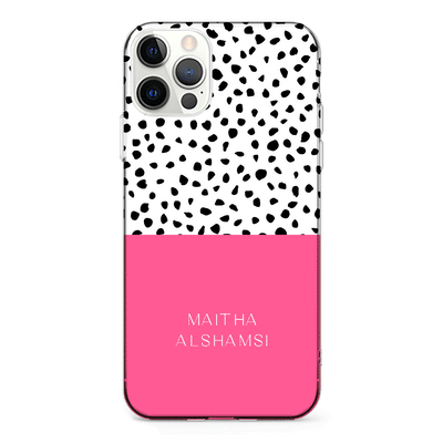 Apple iPhone 12 Pro Max / Clear Classic Phone Case Personalized Text Colorful Spotted Dotted, Phone Case - Stylizedd.com