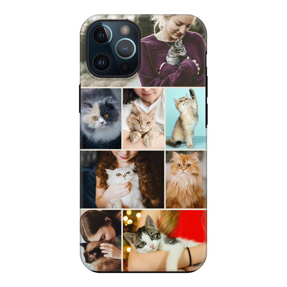 Apple iPhone 12 | 12 Pro / Tough Pro Phone Case Personalised Photo Collage Grid Pet Cat, Phone Case - Stylizedd