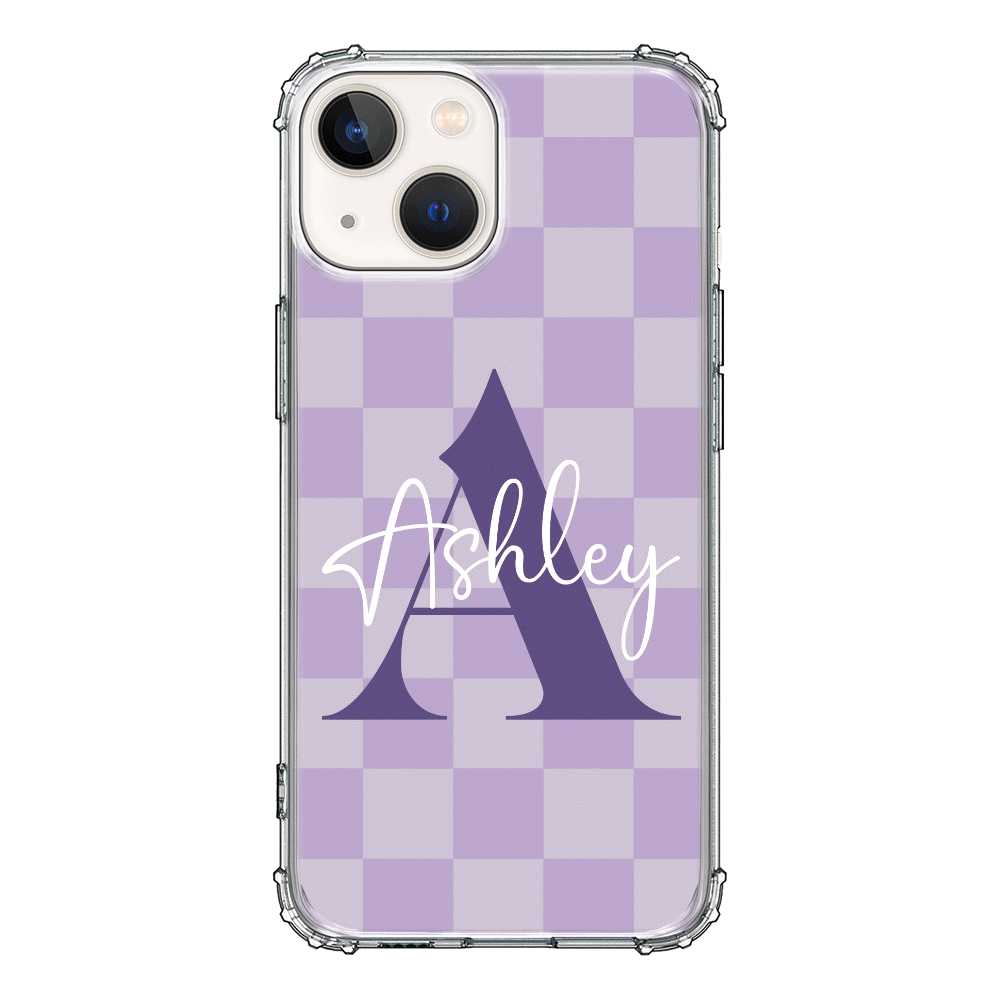 Apple iPhone 13 / Clear Classic Phone Case Personalized Name Initial Monogram Checkerboard, Phone Case - Stylizedd.com