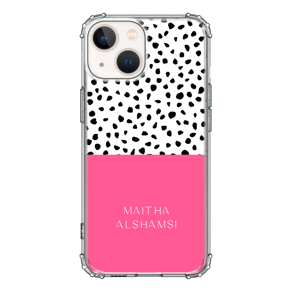 Apple iPhone 13 / Clear Classic Phone Case Personalized Text Colorful Spotted Dotted, Phone Case - Stylizedd.com