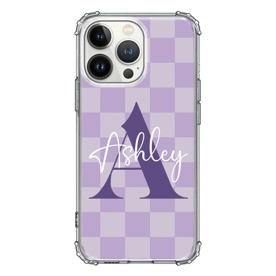 Apple iPhone 13 Pro / Clear Classic Phone Case Personalized Name Initial Monogram Checkerboard, Phone Case - Stylizedd.com
