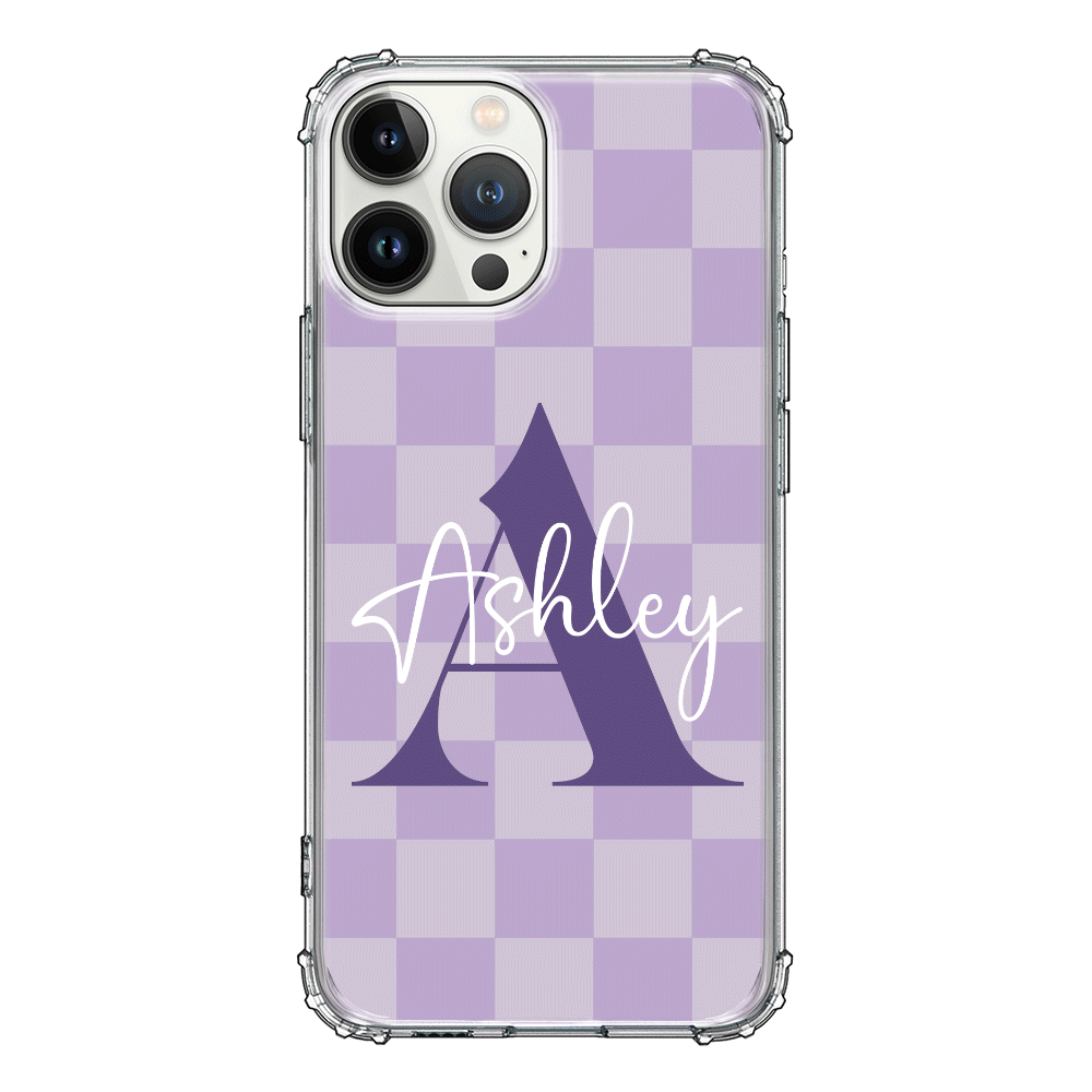 Apple iPhone 13 Pro Max / Clear Classic Phone Case Personalized Name Initial Monogram Checkerboard, Phone Case - Stylizedd.com