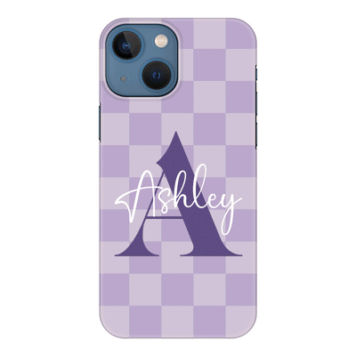 Apple iPhone 13 / Snap Classic Phone Case Personalized Name Initial Monogram Checkerboard, Phone Case - Stylizedd.com