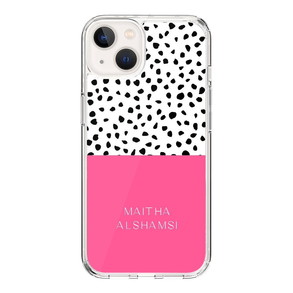 Apple iPhone 14 / Clear Classic Phone Case Personalized Text Colorful Spotted Dotted, Phone Case - Stylizedd.com